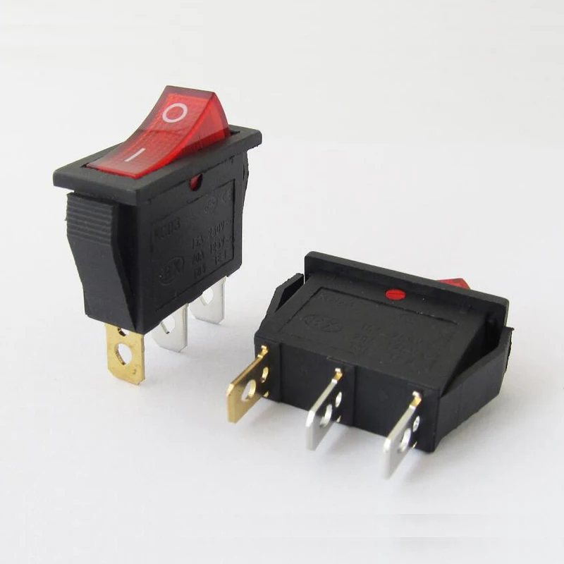 

5 шт./лот KCD3 16A 250 В/20A 125 в 3-контактный переключатель ВКЛ-ВЫКЛ красная кнопка кулисный переключатель питания