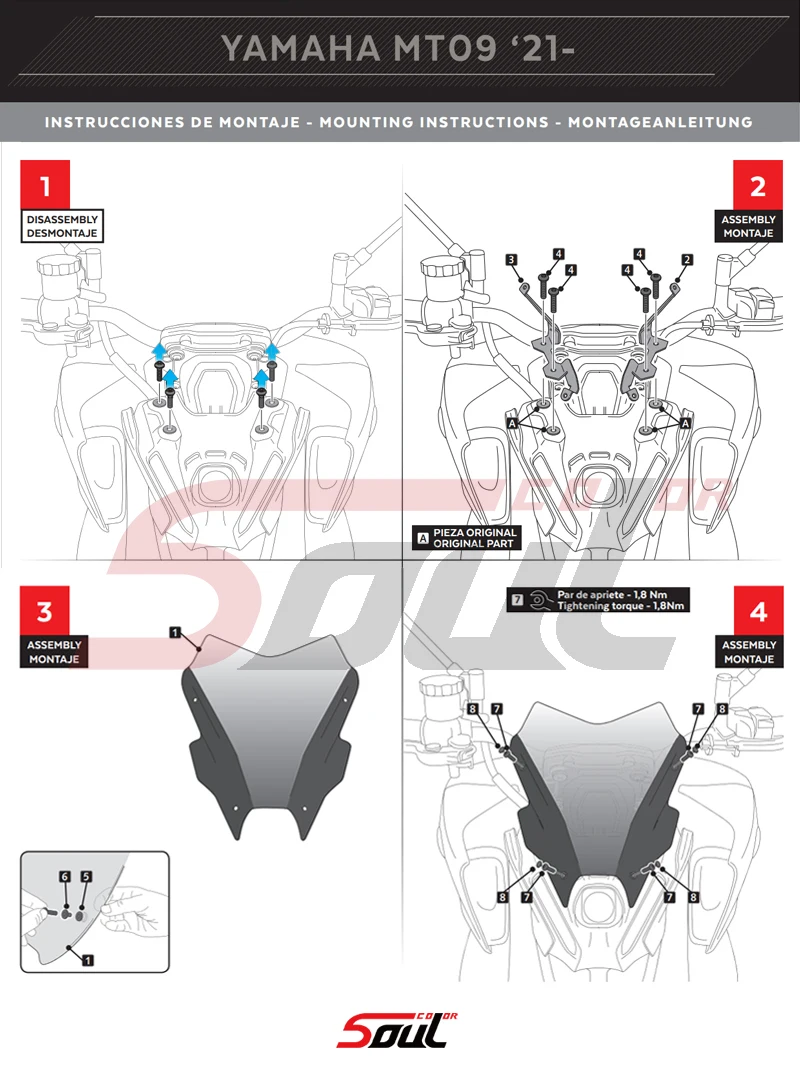 Козырёк на лобовое стекло для мотоциклов, подходит для YAMAHA MT-09 2021 2022 2023 MT09 21-22 FZ09