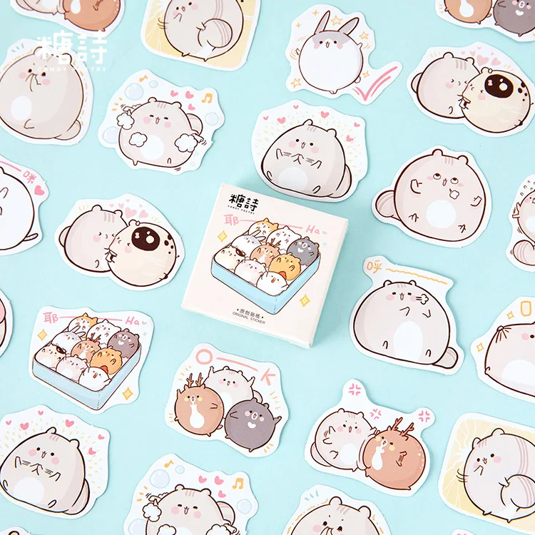 45pcs Hamster Friends Kawaii Stickers Scrapbooking Journal Diy Diary Album Stick Label Hand Book Decorative