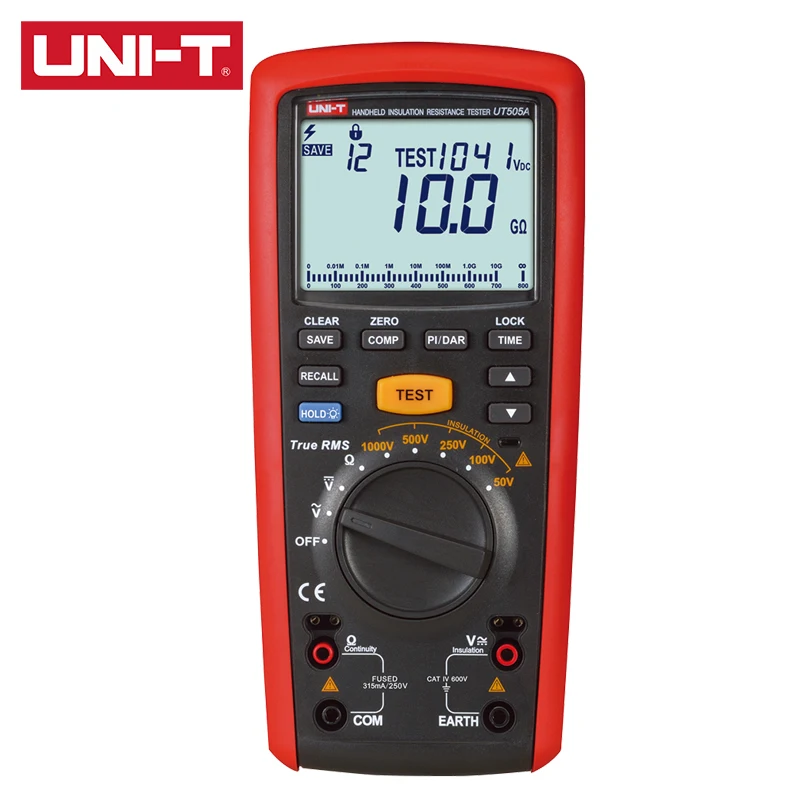 UNI-T UT505A Handheld Insulation Resistance Tester Auto Range True RMS 6000 Display Count Step Voltage DAR