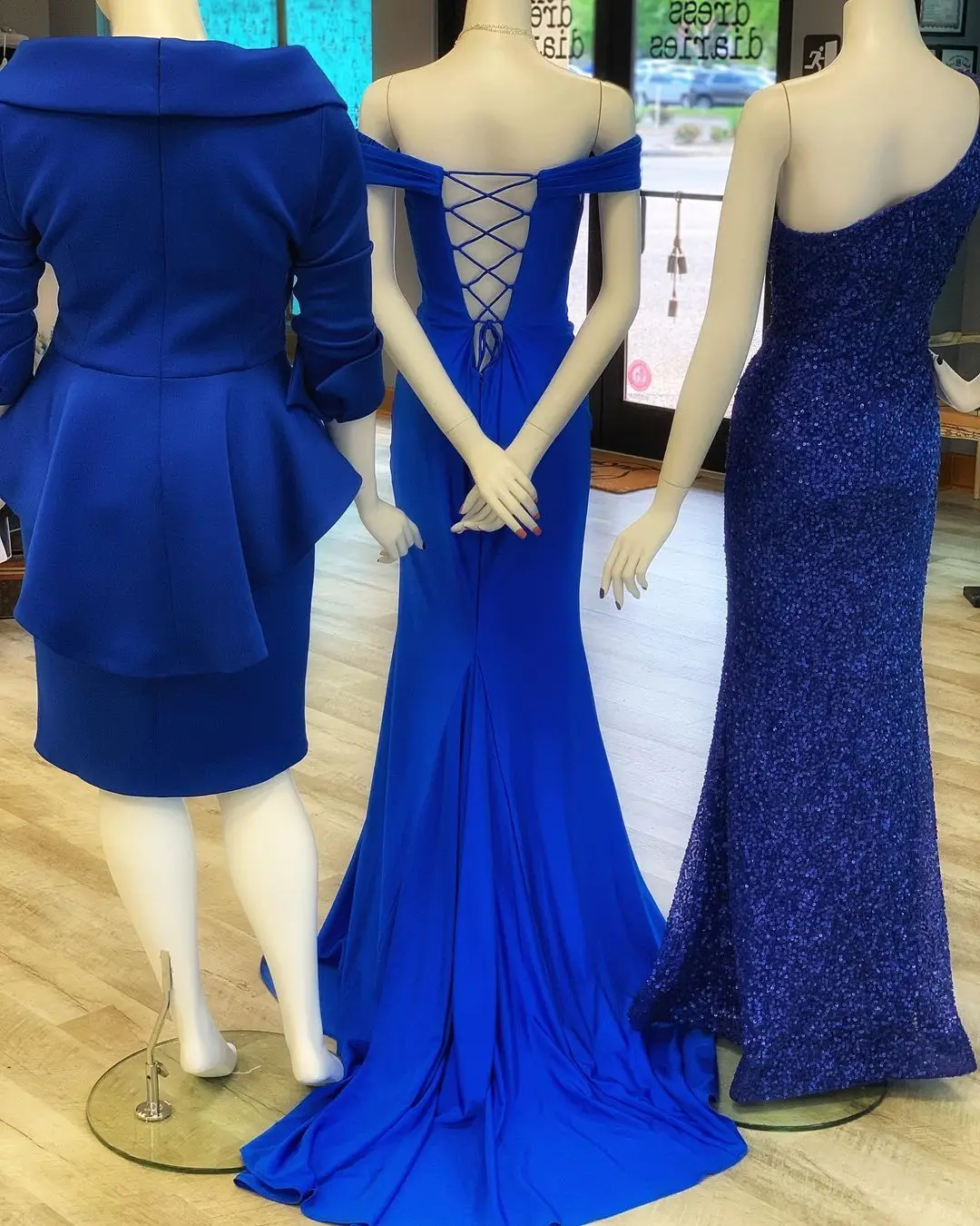 Royal Blue Formal Mob Dress 2021 Peplum Mother of the Bride Gown Knee-Length vestido de madrinha Off-Shoulder Half Sleeves