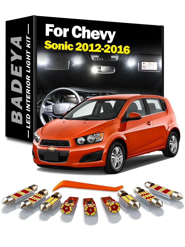 BADEYA 11 sztuk Zestaw oświetlenia wewnętrznego LED Canbus do Chevrolet Chevy Sonic 2012 2013 2014 2015 2016 Lampa tablicy rejestracyjnej bagażnika — zdjęcie 2