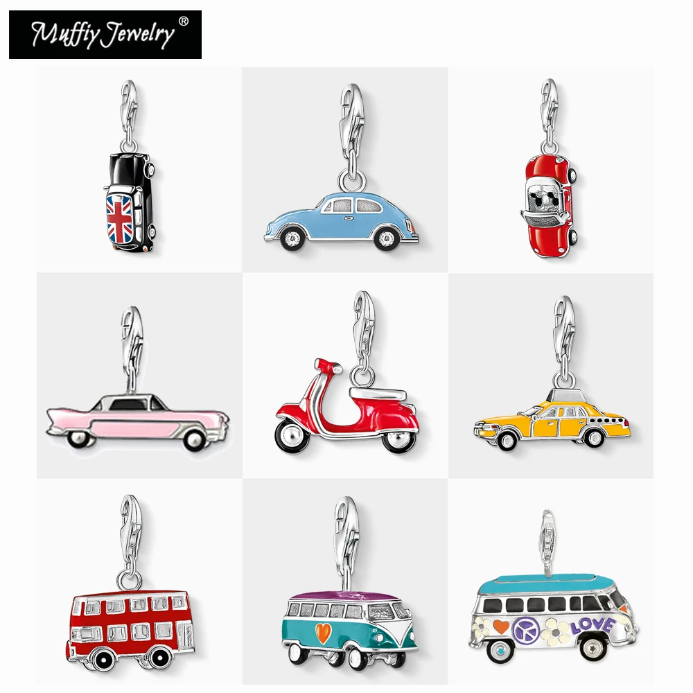 Red motorcycle Scooter Bus Car Charm Pendant Fashion Good Jewelry For Men Women,Trendy Gift In 925 Sterling Silver Fit Bracelet