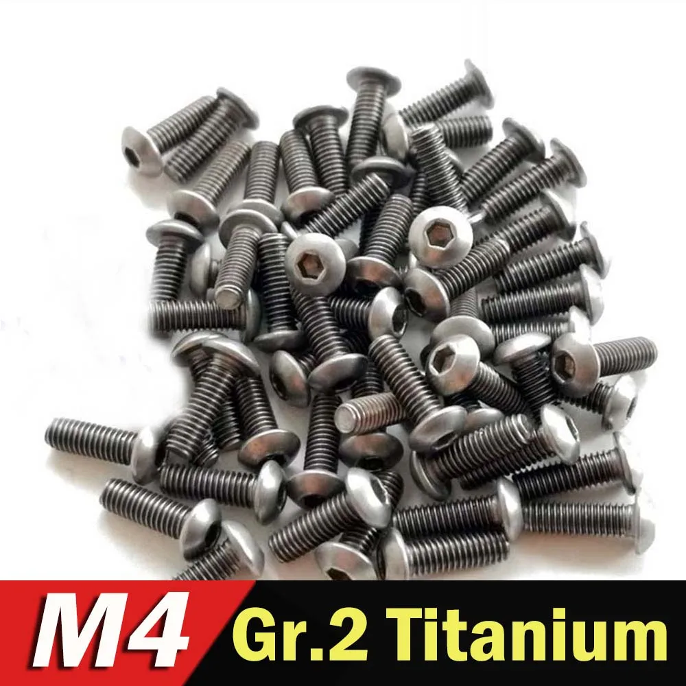 20pcs Titanium Bolt Truss GR2 M4 x 3 4 5 6 8 10 12 14 15 16 18 20 25 30 35 40 45 50 55 60mm Hex Socket  ISO7380