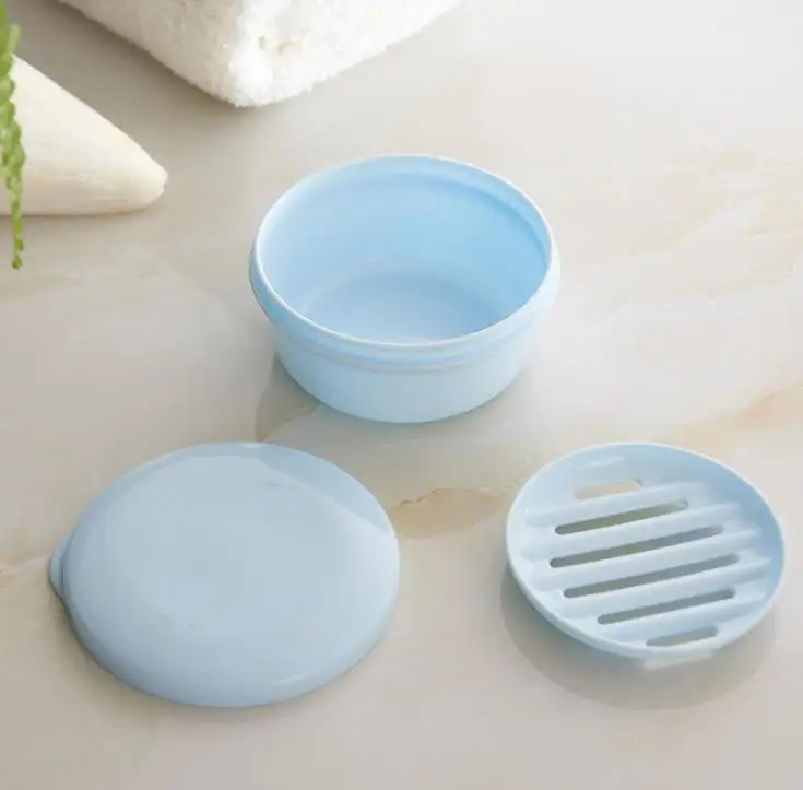 100pcs Plastic Soap Dish Box Bathroom Sealed Soap Case Holder Container Wash Shower Home Round Travel Supplies SN1205