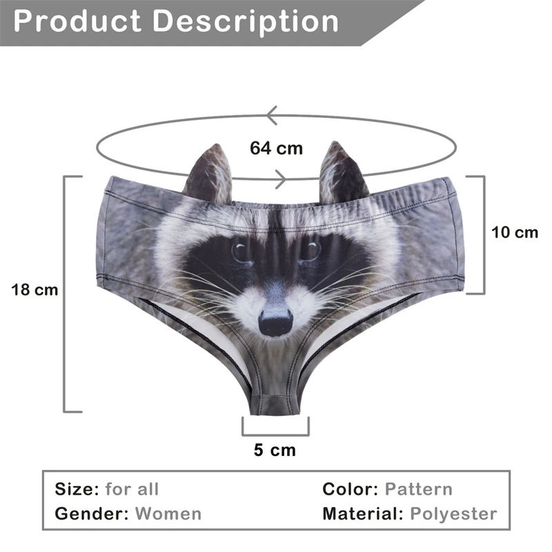 Women Sexy Panties Low Rise Lingerie Breathable Briefs Animal Ears Underpant Pig Fox Printed Elastic Underwear трусы женские