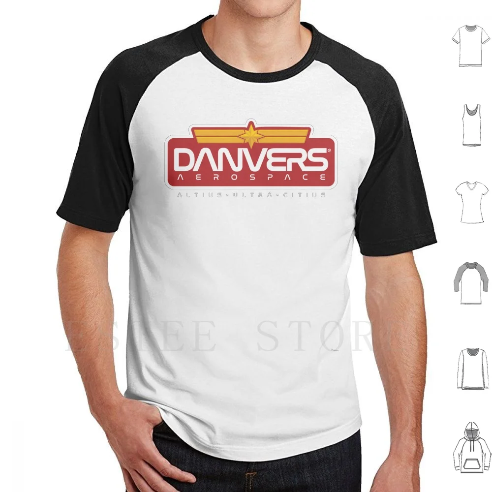 Danvers Aerospace T Shirt Print Cotton Female Carol Pilot Hero Geek Nerd Comics Movie Captain Aerospace Womens Womens Space