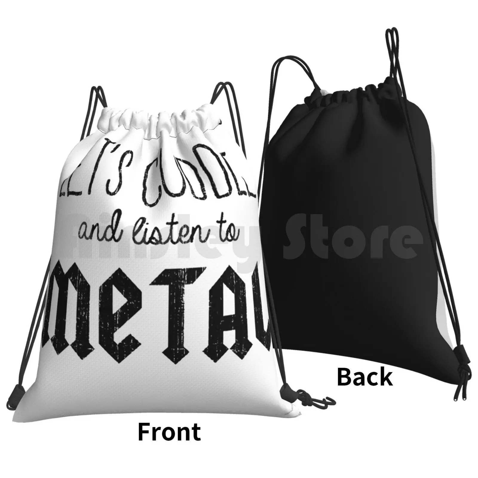 Let's Cuddle And Listen To Metal Backpack Drawstring Bags Gym Bag Waterproof Metal Music Cuddle Keep Calm