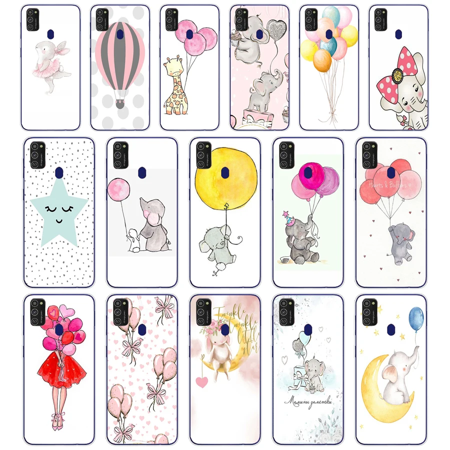 208SD Funny Animal Rabbit with Balloon Soft Silicone Tpu Cover phone Case for Samsung Galaxy M11 M21 A20 A20E A20S S10 S20 Plus