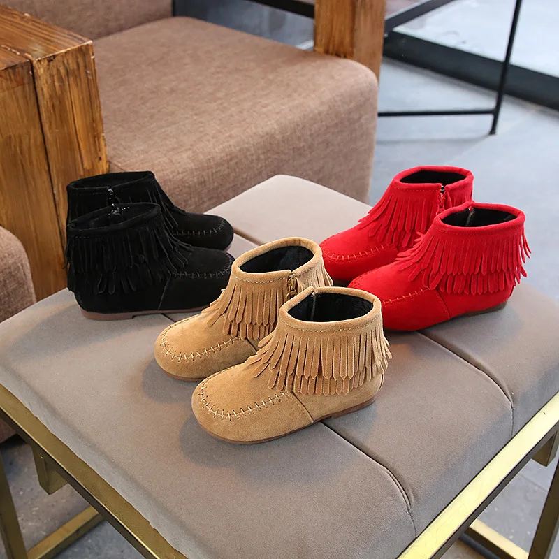 Fashion Children Boots Girls Tassel Short Booties Faux Suede Boots Princess Girls Boots Autumn Winter Kids Shoes CSH1171