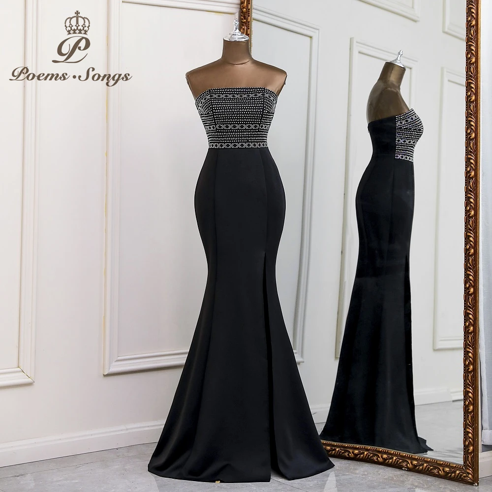 

Sexy 2022 New strapless black evening dresses party dress bridal dress mariage robe de bridesmaid dresses robe de soiree