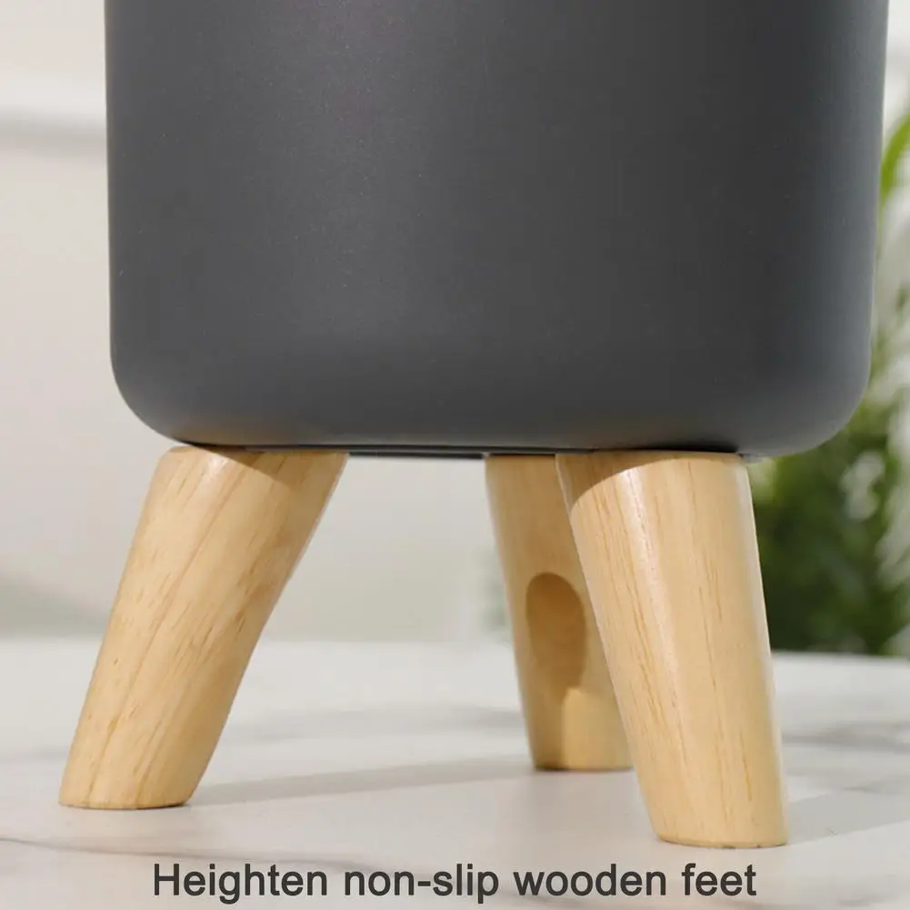 Floor-standing Round Flower Pot Feet Herbs Self Watering Drainage System Bonsai For Plants With Wooden Legs Nursery Modern