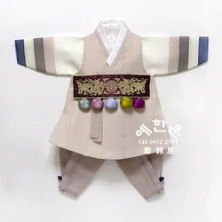 Tela Hanbok de gama alta importada de corea del sur, traje de 100 días para niño, personalización de longitud media