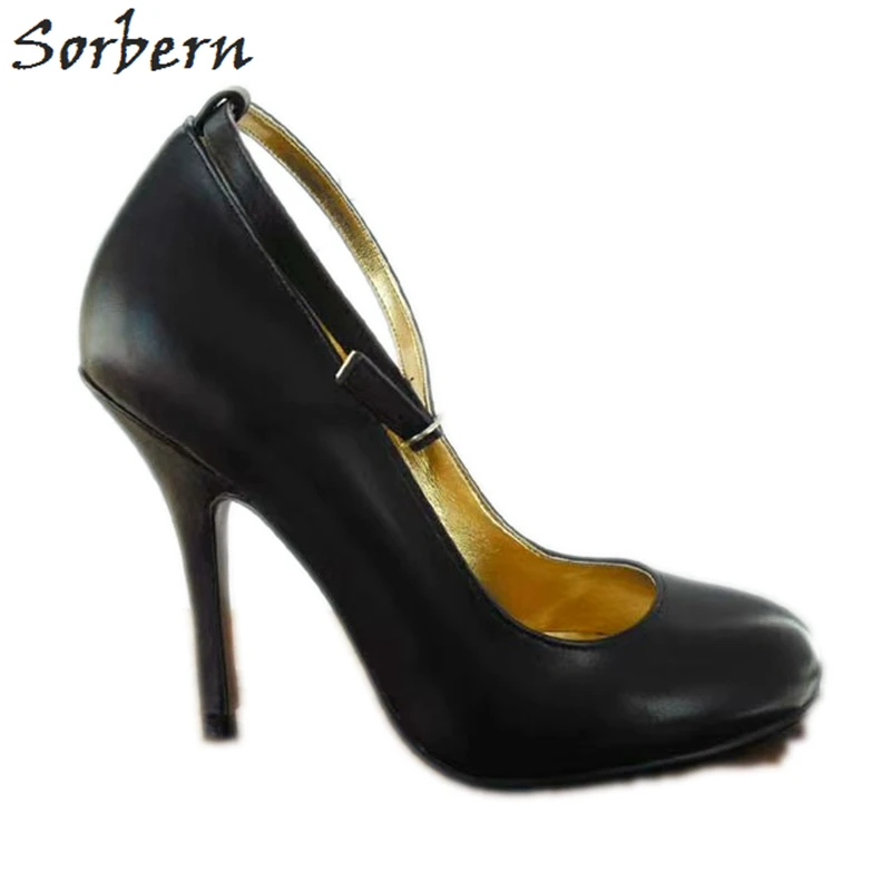 Sorbern Ankle Strap Round Toe Women Pumps High Heel Stilettos Ladies Shoes Size 11 Women Shoes Office Shoes Women Custom