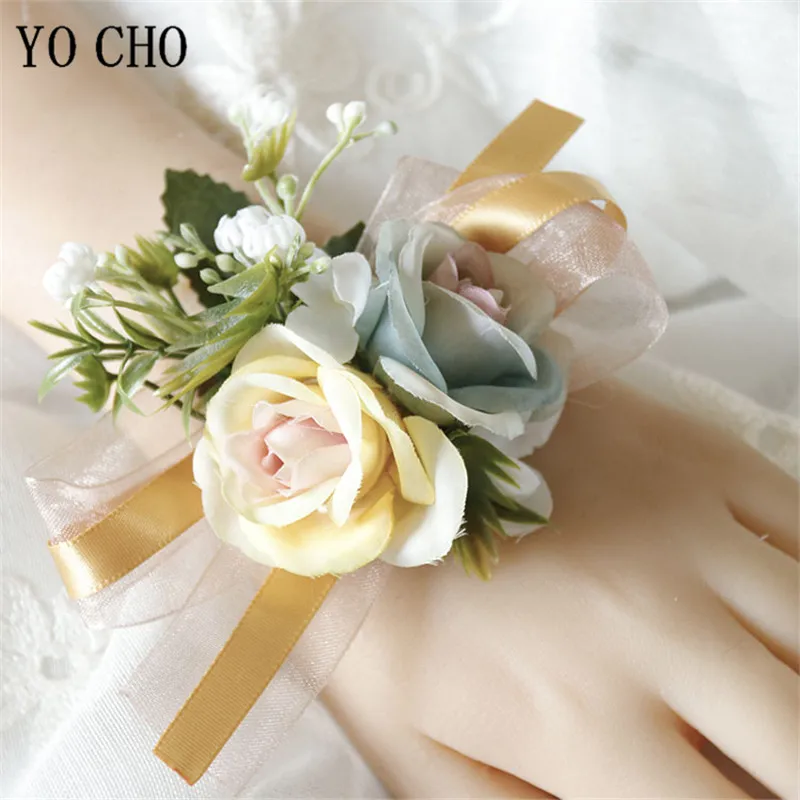 Balance CHO-Bracelet de Mariage pour Demoiselle d'Honneur, InjFlower, Corsage de Poignet, Épingles Boutonnière de Marié, Accessoires pour Homme