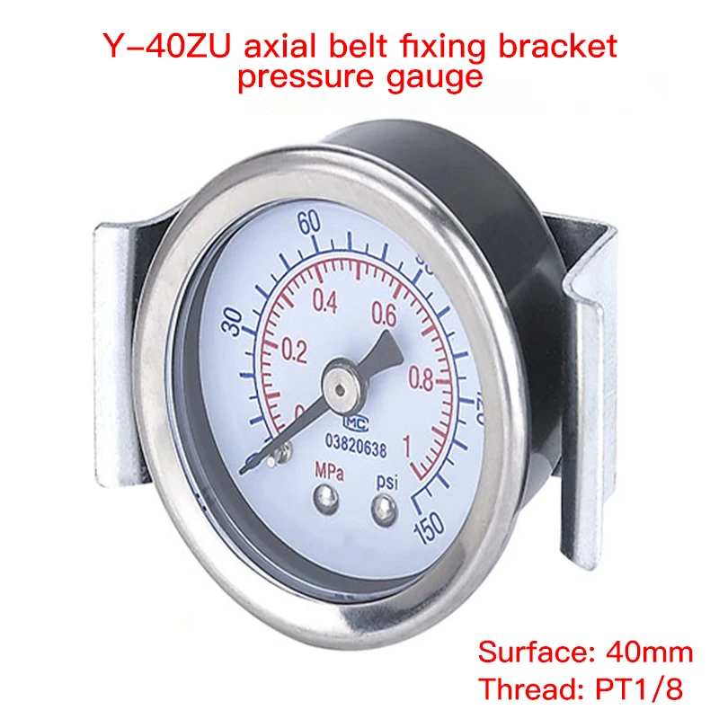 Y-40ZU clamp type pressure gauge bracket barometer 1 minute 2 minutes 0-1Mpa 50 40MM surface