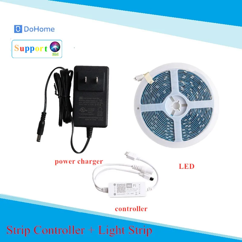 Dohome Wi-Fi LED Strip And Controller Support Siri Dimmable WiFi Flexible RGB Strip Music LED Strip Home Decoration