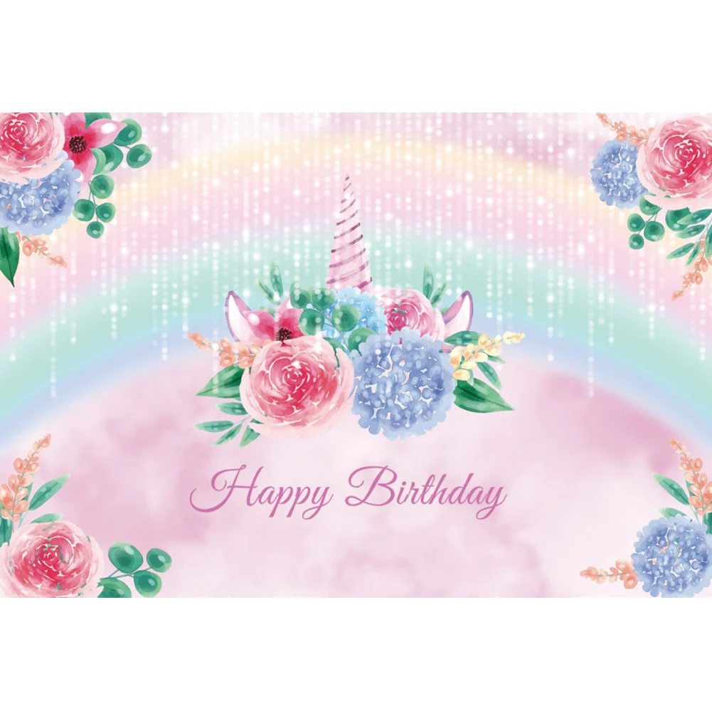 Laeacco tęczowa opaska jednorożec dekoracja na przyjęcie z okazji urodzin kwiaty Tassel Baby Shower Photocall plakat dostosowane fotografia Bbackdrops