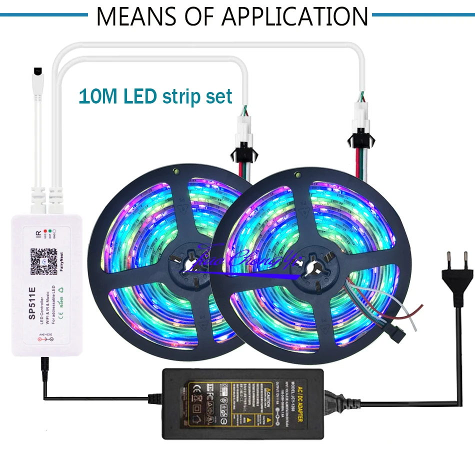 WS2811 IC taśma LED RGB sen kolorowy 30 led/m DC12V adresowalna taśma LED SP511E WiFi inteligentny kontroler AAP zestaw kontrolny głosu