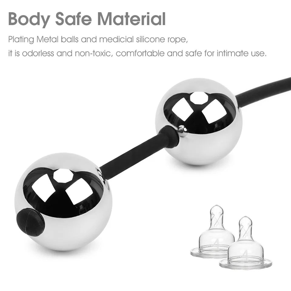 Soft stretchy Silicone pull ring  metal Anal beads Kegel ben wa geisha ball expander vaginal tighten exercise sex toy for women