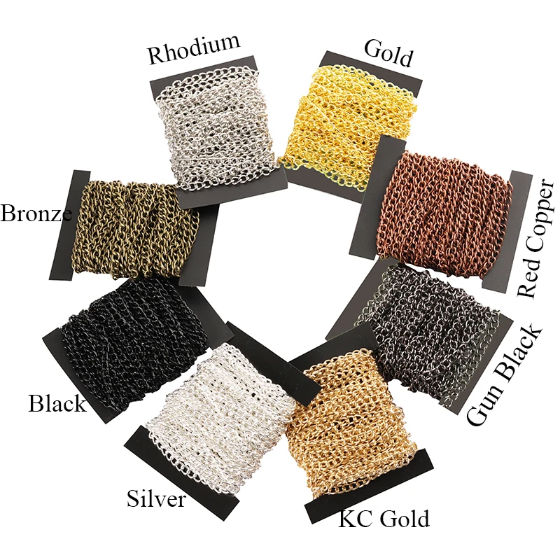 2meters 2.5/3.5/4.5mm Gold Link Necklace Chains 7 Colors Bulk Jewelry Chains Wholesale For Diy Jewelry Making Findings Supplies