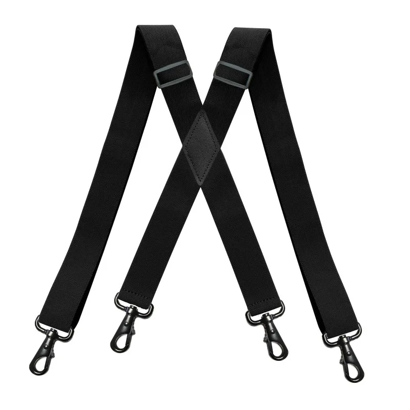 Tirantes anchos de 3,5x120cm para hombre, hebilla de gancho negra, suspensorio masculino elástico de 4 Clip, accesorios de trabajo