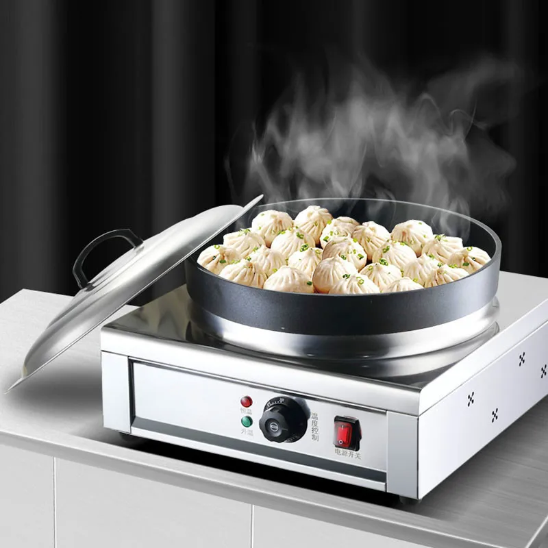 Machine à frire les boulettes rondes pour petits pains cuits à la vapeur, marmite, crêpes autocollantes, poêles à frire commerciales