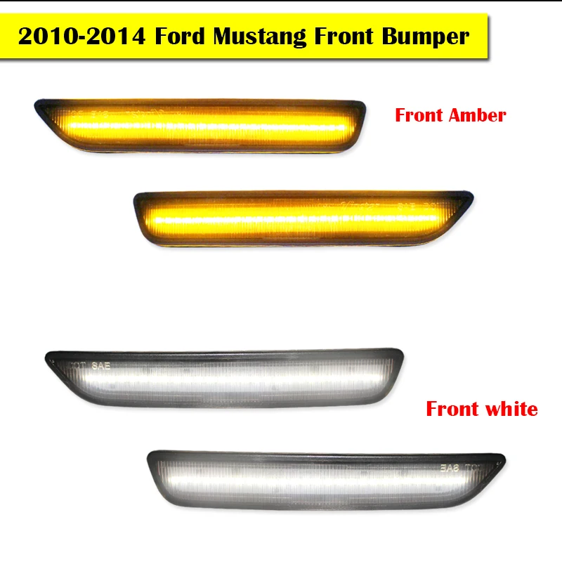 2Pcs For Car Mustang LED Front Rear Side Marker Lamp Lights For Ford Mustang Accessories White Red Yellow 12V T10 1999-2018