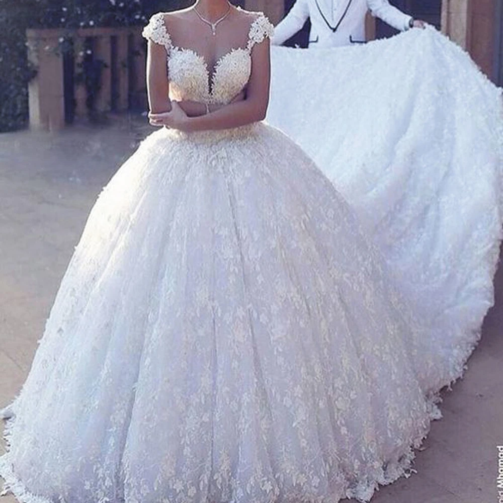 

SuperKimJo Robe Off White Wedding Dresses Ball Gown 2020 Lace Applique Beaded Princess Elegant Wedding Gown 2021 Vestido Novia