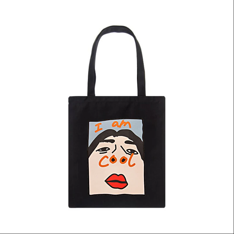 I Am Cool Alphabet College Cartoon Casual Women Large Capacity Kawaii Cute Harajuku Korea Ulzzang Punk New Canvas Shoulder Bags