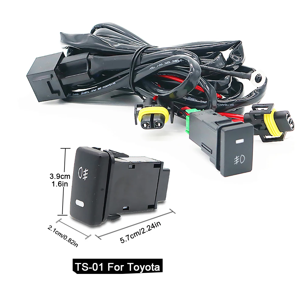 Universal H11 Car LED Switch Wiring Relay Fog Light On/Off Switch Wiring Harness Fuse Relay Kit for Toyota Mitsubishi Suzuki