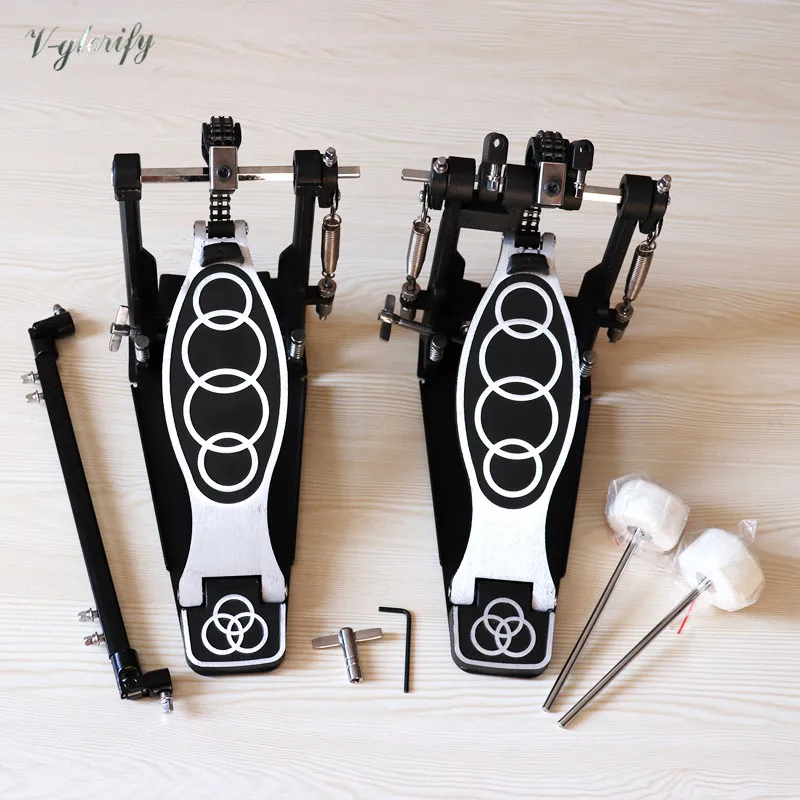 Double Drum Set for Percussion Drummer Instrument, Double Bass Drum Pedal, Beater Drum, Dual Foot Kick