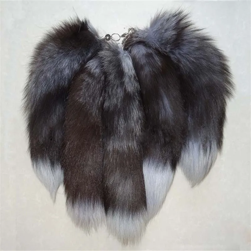 38-42CM Women's Bag Fox Fur Tail Artificial Animal Charm Tail keychain Long Handbag Trinket Pendant Accessory Furry Key Chain