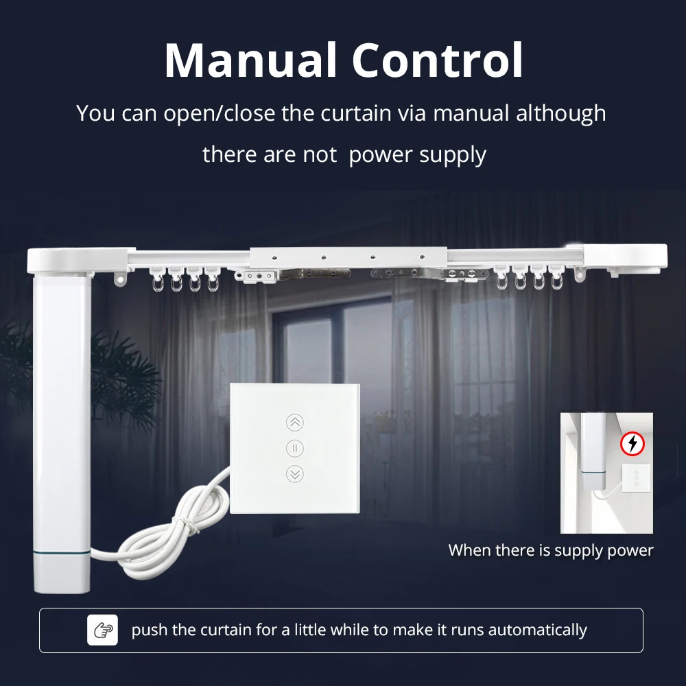 Zigbee Smart Curtains With Curtain Track Wall Switch Motorized Curtains Rod SmarThings Control Smart House
