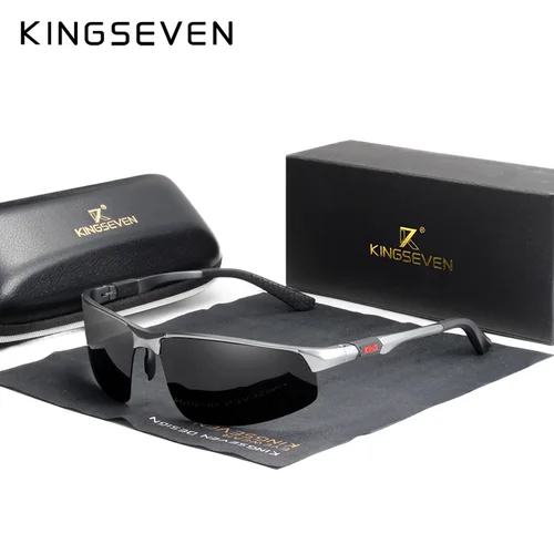 Imagen 2 del producto KINGSEVEN serie de conducción gafas de sol polarizadas de aluminio para hombres lentes de espejo azul gafas de sol masculinas gafas de aviación para hombres gafas 9121