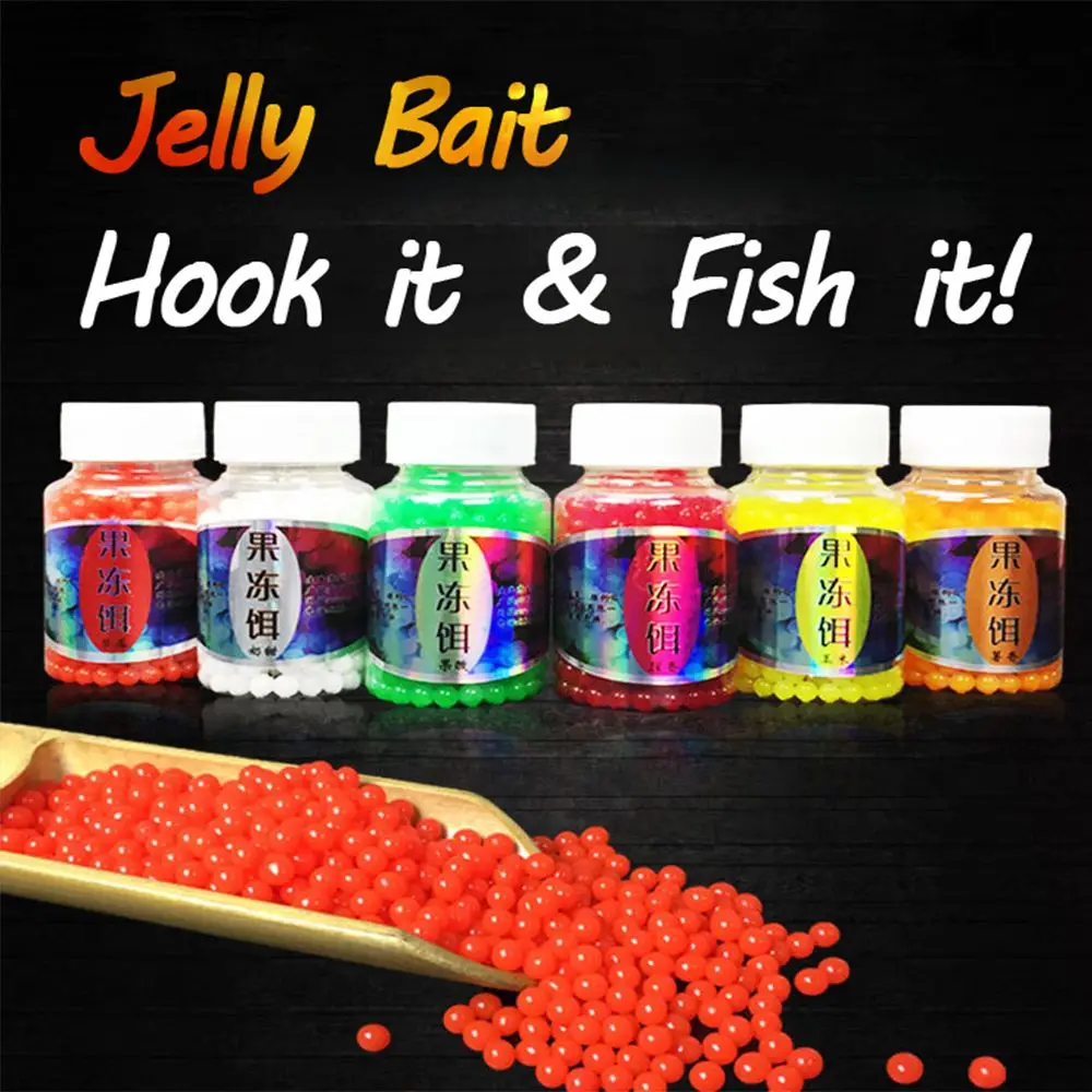 1Bottle Jelly Bait Flavor Beads Bean Boilies Carp Fishing Artificial Carp Fruity Fish Food High Quality Fishing Tools Accessory