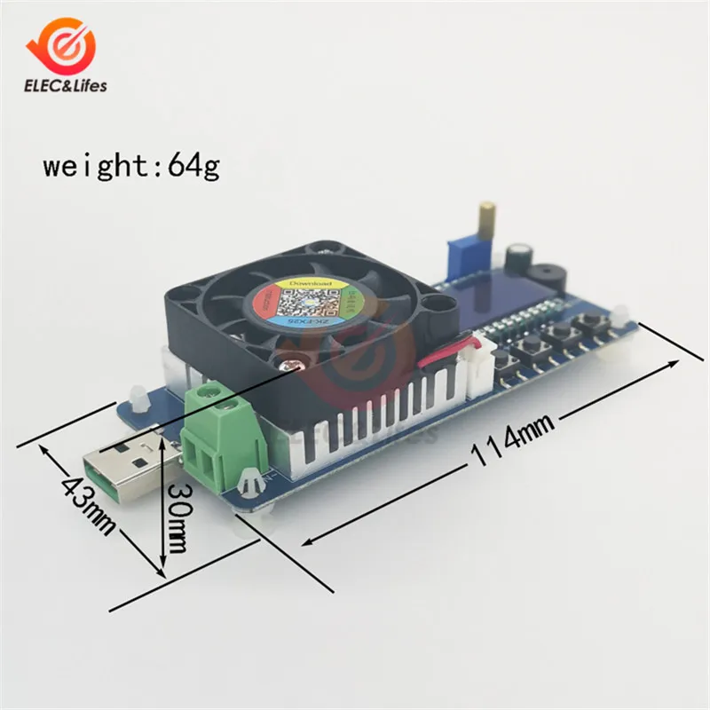 FX25 4A 25W / FX35 5A 35W Electronic Load Battery Capacity Tester Constant Current USB Power Detector Adjustable Resistor