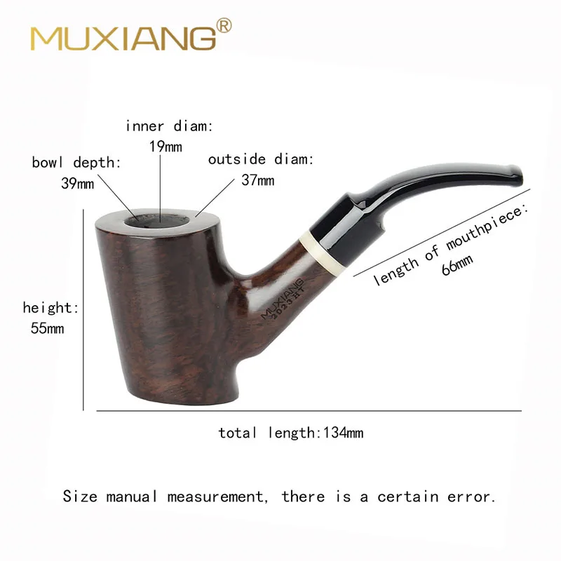 MUXIANG Handmade Hammer Shape Ebony Wood Tobacco Pipe Set Support 9mm Filter Free 10Pcs Smoking Pipe Cleaning Tools view 6