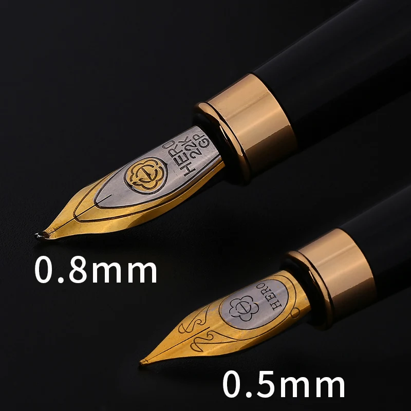 HERO Luxurious Pen F M Nibs Adult Signature Pluma Estilografica Student Ink Sac Pens Art Calligraphy Pen Business Office Pen