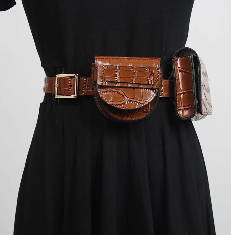 Women's runway fashion PU leather bag Cummerbunds female Dress Corsets Waistband Belts decoration wide belt R3428