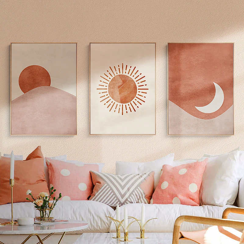 

The Sun and The Moon Modern Canvas Painting Morandi Nordic Style Posters and Prints Wall Art Picture Living Room Decor Cuadros