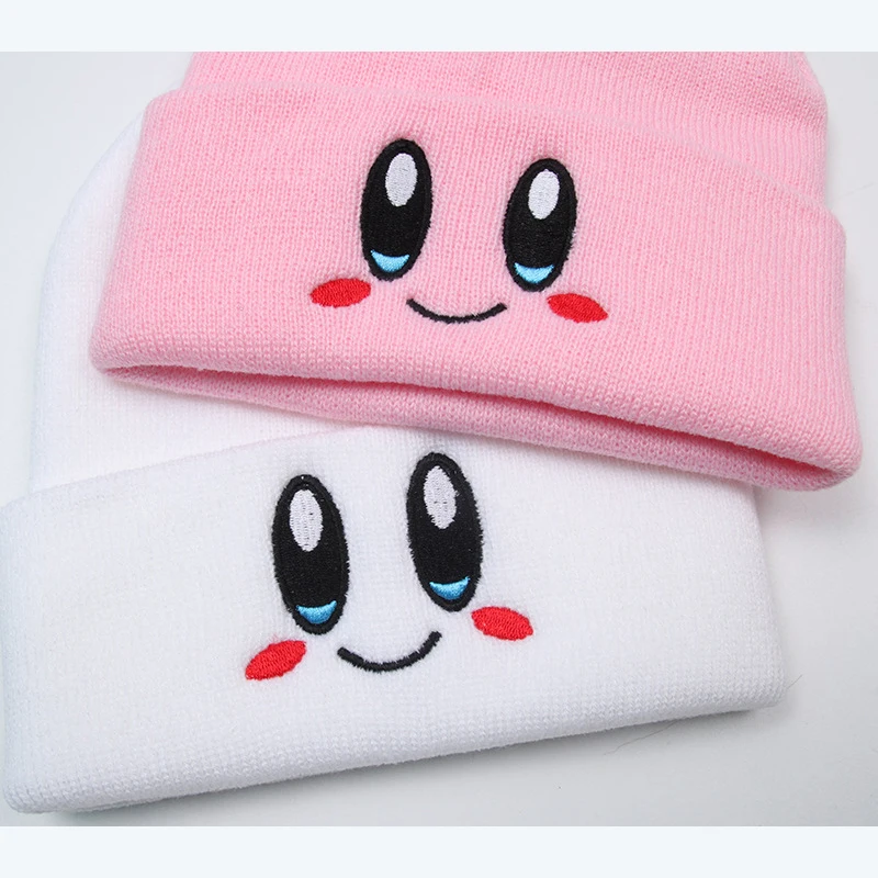 Knitted Beanies Hats Cartoon Cute Smiling Face Embroidery Cap for Autumn Winter Men Cap Warm Melon Cap Street Head Cap Women Hat