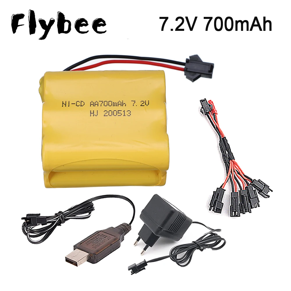 7.2v 700mah Ni-CD Battery And Charger For Rc toys Car Tanks Robots Gun 700mah AA 7.2v Rechargeable Battery Pack For Rc Boats