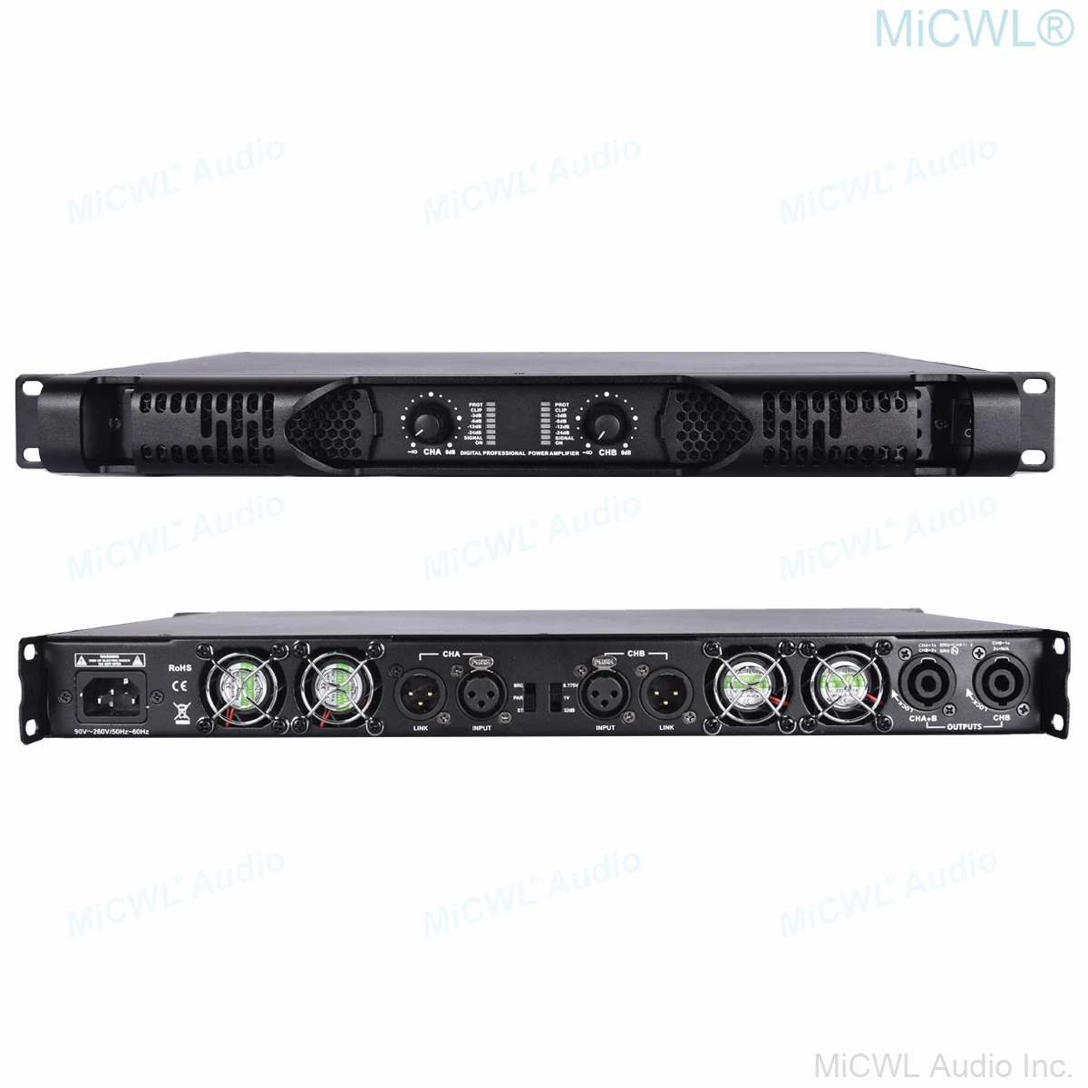 High Power Digital Amplifier 5200W 2WD Quattro Drive Large Linear Array Speaker 4600 Watts 2 Channel AMP MiCWL CA5200 Bridge