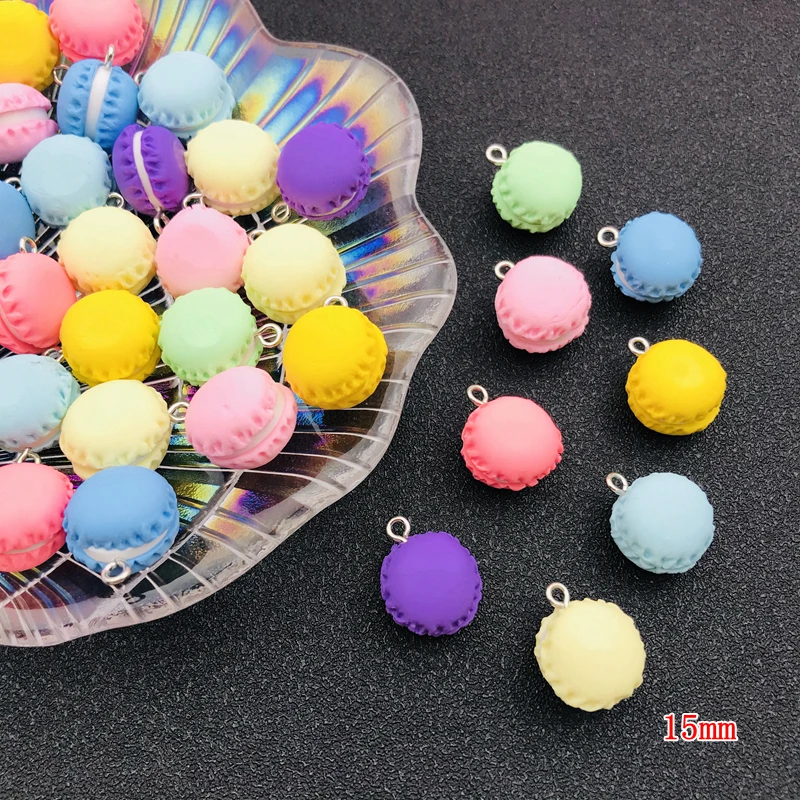 10pcs Hot Selling Kawaii Colorful Clay Adorable Macaroon Charm for Keychain, Earring Scrapbooking, DIY Making, Necklace