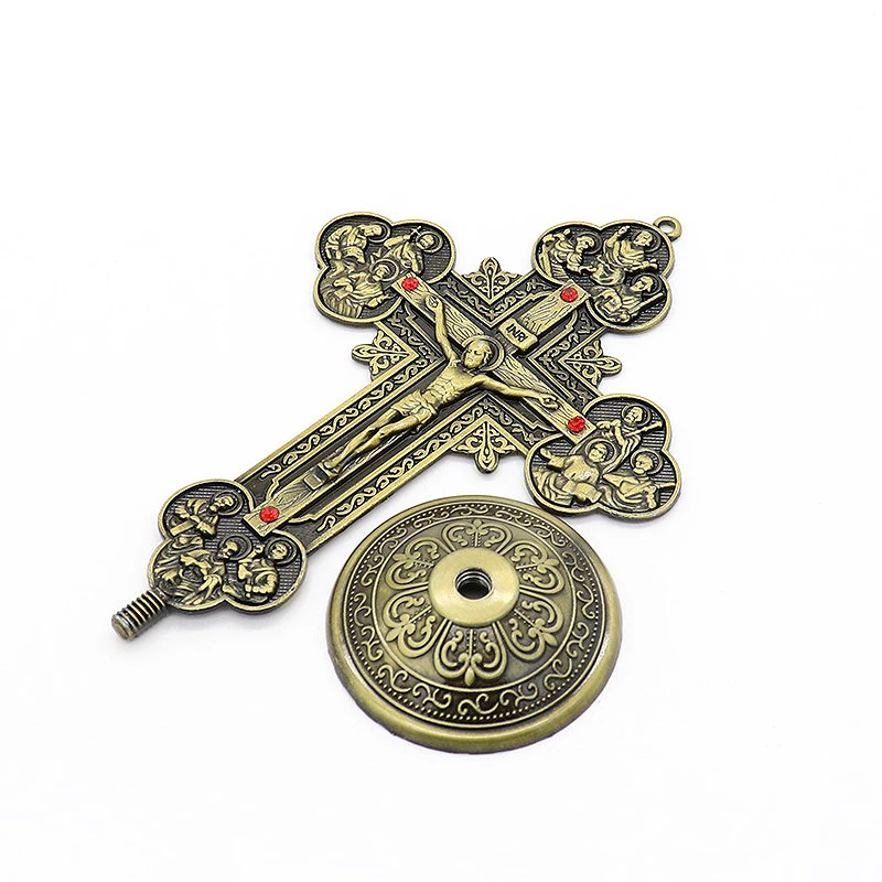 Catholic Christianity Religious Cross Icon 12 apostles statue Jesus crucifijo crosses Exorcism Office Home Decoration Crafts view 6