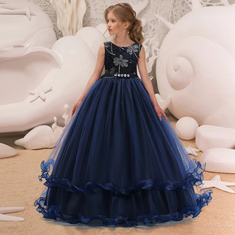 Teenager Girl Maxi Dress Kids Clothes For Children Bridesmaid Evening Floor Princess Party Wedding Prom Vestidos 10 12 13 Years