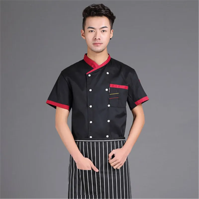 Free Shipping Cook suit short-sleeve chef uniform checkedout chef jacket cheapest chef shirt restaurant tops hotel uniform