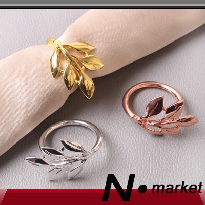 England style Leaf Gold Napkin Rings Alloy Table Napkin Holders for Wedding Silver New Ring three color