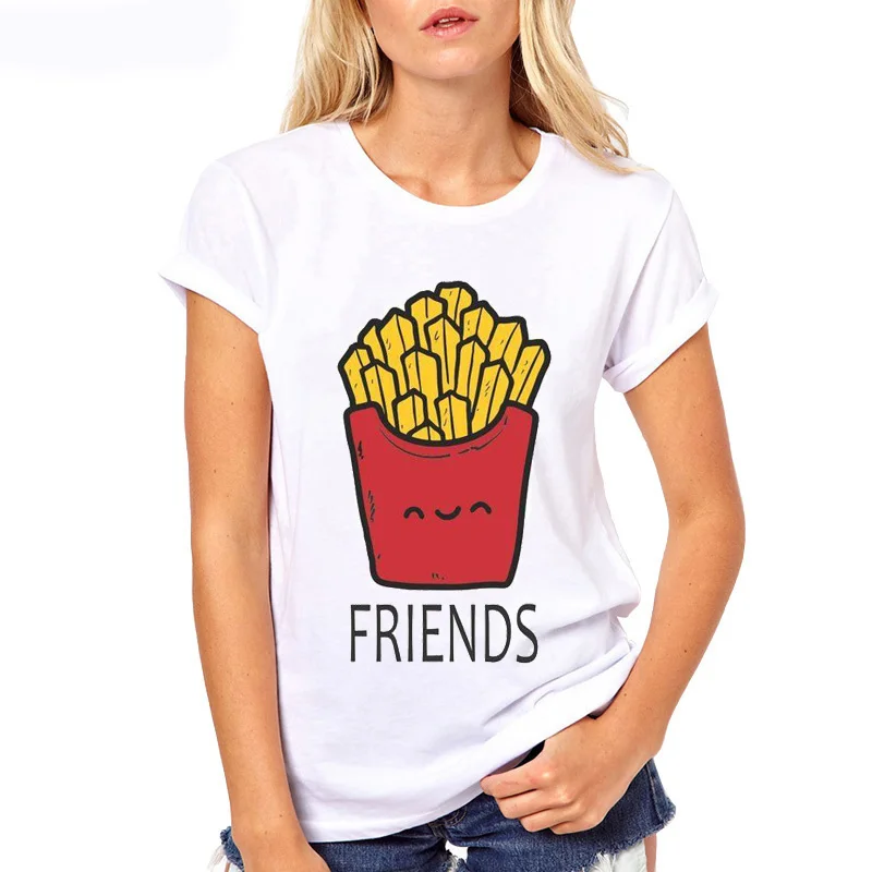 

Female T-shirt Clothing Short Sleeve Tee for Girls Cool Tee Cute Shirts Hamburger Chips Juice T Shirt Women Summer Tops